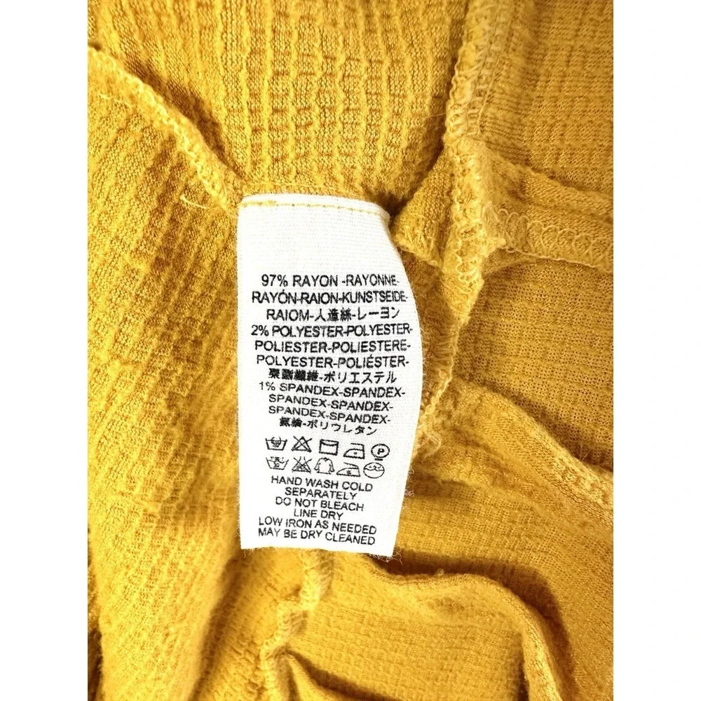 Free People Summer Struttin Mini Dress Golden Yellow Henley Waffle Ruffle Medium